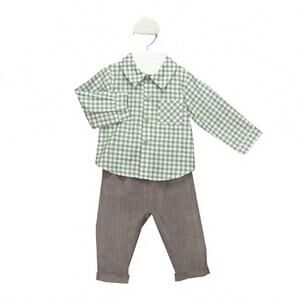 NEW BABIDU boy's checkered trousers set in green